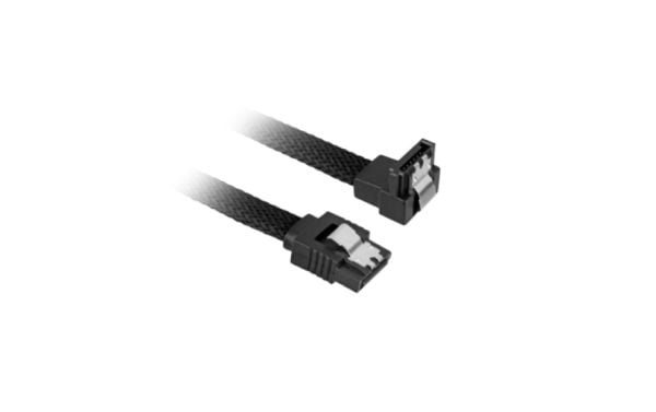 Sharkoon - SATA-kabel - Serial ATA 150/300/600 - SATA (hona) till SATA (hona) - 30 cm - sprintlåsning, 90° anslutning - svart