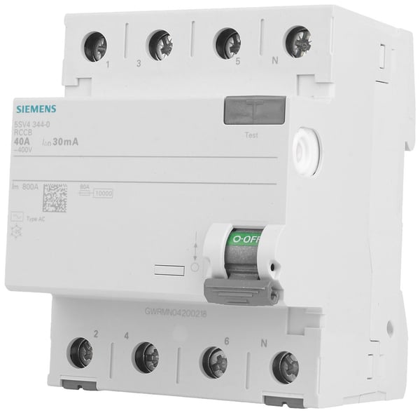 Siemensin maadoituskatkaisija 4P 40 A 0,03 A, tyyppi AC (5SV4344-0)