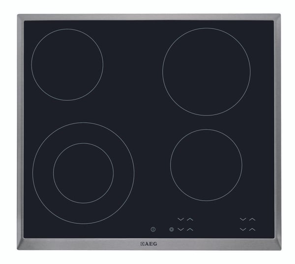 AEG HK624010XB - Keramisk komfyrtopp - 4 plater - Nisje - bredde: 56 cm - dybde: 49 cm - med pynt av rustfritt stål - svart