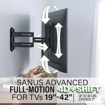 SANUS VSF817, 81,3 cm (32"), 165,1 cm (65"), 31,75 kg, 200 x 100 mm, 400 x 400 mm, Sort