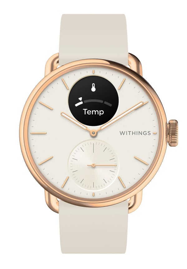 Withings ScanWatch 2 - 38 mm - rustfritt stål - hybridsmartur med bånd - fluorelastomer - håndleddstørrelse: 146-211 mm - monokrom - Bluetooth - 34...