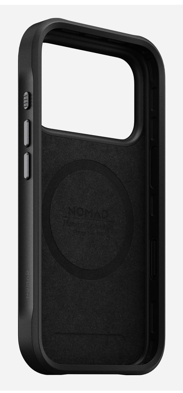 Nomad Rugged-deksel i skinn til iPhone 17 Pro, MagSafe, rustikk brun
