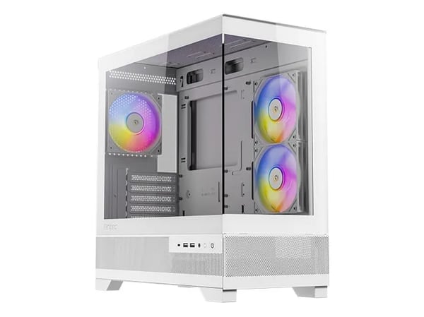 Antec CX500m ARGB - MT gaming - micro ATX - sidepanel med vindu (herdet glass) - ingen strømforsyning - hvit - USB/Audio/Mic