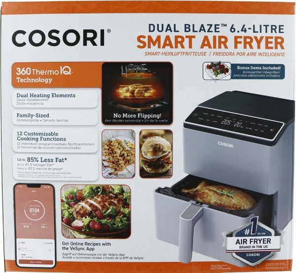 Cosori Dual Blaze Smart Air Fryer vaaleanharmaa - 6,4 litraa