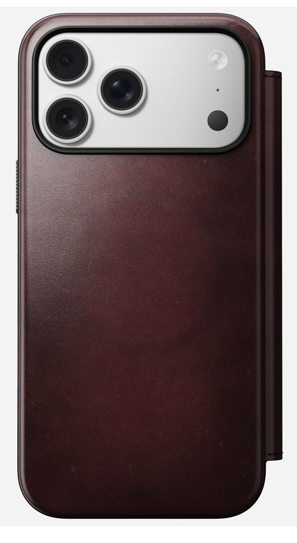 Nomad Modern Leather Folio deksel til iPhone 17 Pro Max, burgunder