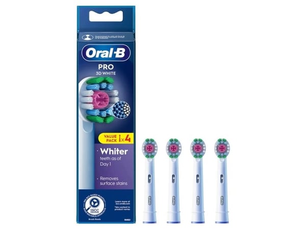 Oral-B 3D White , 4 stykker, Hvit, Oral-B, Boks