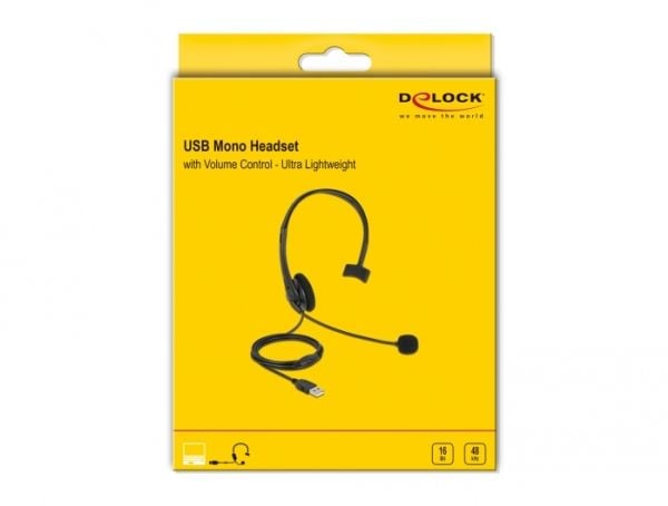 Delock - Hodesett - on-ear - kablet - USB-A - svart