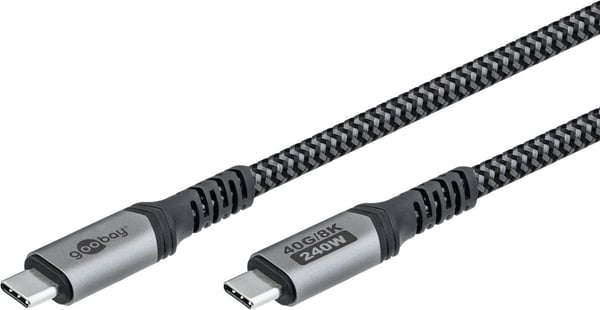 Goobay 74213, 1,8 m, USB C, USB C, 40 Gbit/s, Svart, Grå