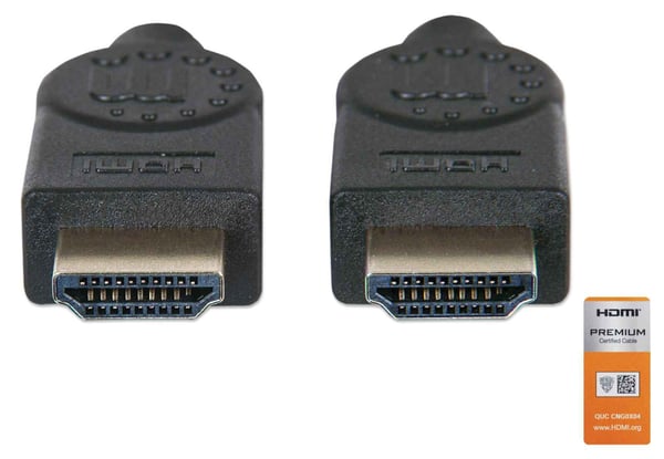 Manhattan 355346, 1,8 m, HDMI Type A (Standard), HDMI Type A (Standard), 3D, 18 Gbit/sek., Svart