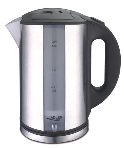 Adler AD 1216, 1,7 l, 2000 W, Sort, Sølv, Plast, Vannivåindikator, Filtrering