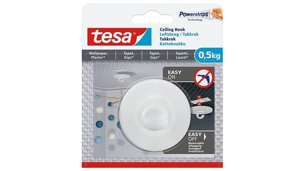 TESA 77781, Sisätila, Välinekoukku, Valkoinen, Muovi, Liimateippi, 0,5 kg
