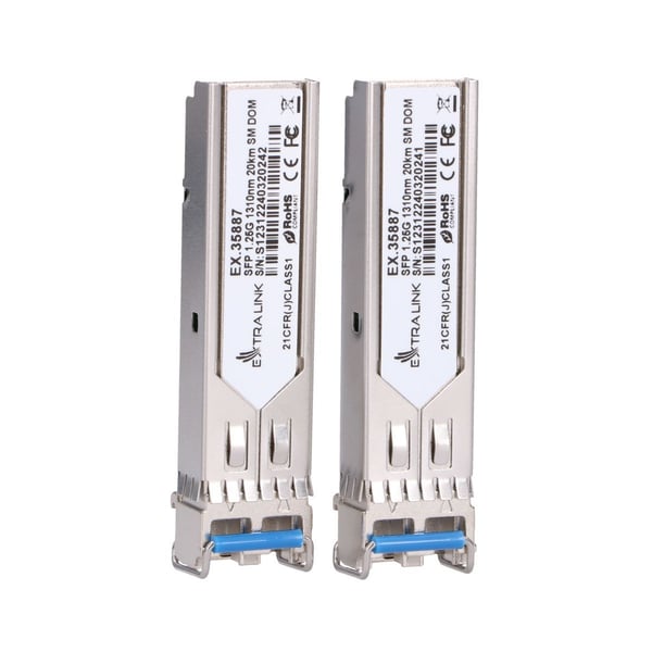 Splitter „ExtraLink Extralink SFP 1.25G“ 2-pakke SFP-modul | 1,25 Gbps, LC/UPC, 1310 nm, 20 km, enkeltmodus, DOM