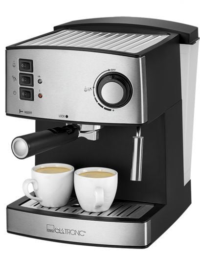 Clatronic ES 3643 - Kaffemaskin med melkeskummer - 15 bar - rustfritt stål