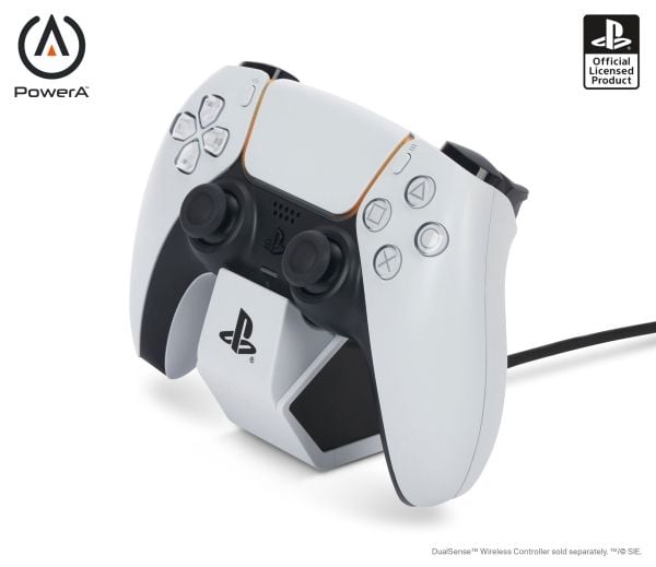 PowerA Solo - Ladestasjon + AC-strømadapter + batteri (PS5-kontrollerkontakt) - hvit