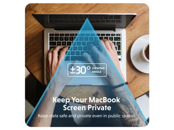 HYPER HyperShield Magnetic Privacy, 38,1 cm (15"), Kannettava tietokone, Kehyksetön näytön yksityisyyssuodatin, 3H, Antimikrobinen, Heijastuksen es...