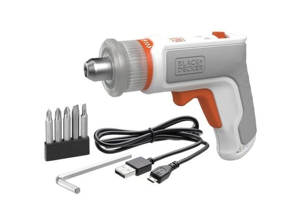 Black & Decker BCRTA01, Akkuruuvinväännin, Pistoolikahva, 1/4", Harmaa, Oranssi, Valkoinen, 180 RPM, 5,5 Nm