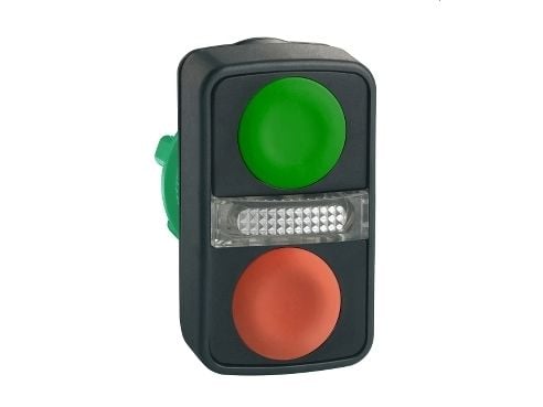 Schneider Electric ZB5, Nappi, Vihreä, Integral LED, IP66, IK05, 23 g