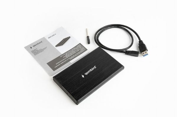 Gembird EE2-U3S-3, HDD-kotelo, 2.5", SATA, 5 Gbit/s, USB-liitettävyys, Musta