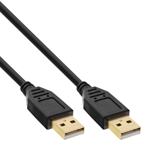 InLine 34310S, 1 m, USB A, USB A, USB 2.0, uros-/urosliitin, musta