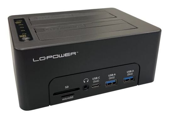 LC Power LC-DOCK-C-MULTI-HUB - HDD-dokkestasjon - brønner: 2 - 2,5" / 3,5" delt - SATA - USB 3.2 (Gen 2x1) - svart