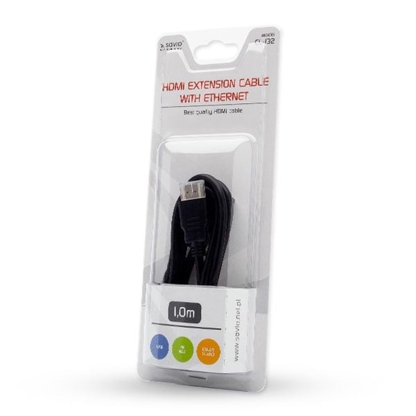 Savio CL-132, 1 m, HDMI-tyyppi A (vakio), HDMI-tyyppi A (vakio), 3D, Äänen paluukanava (ARC), Musta