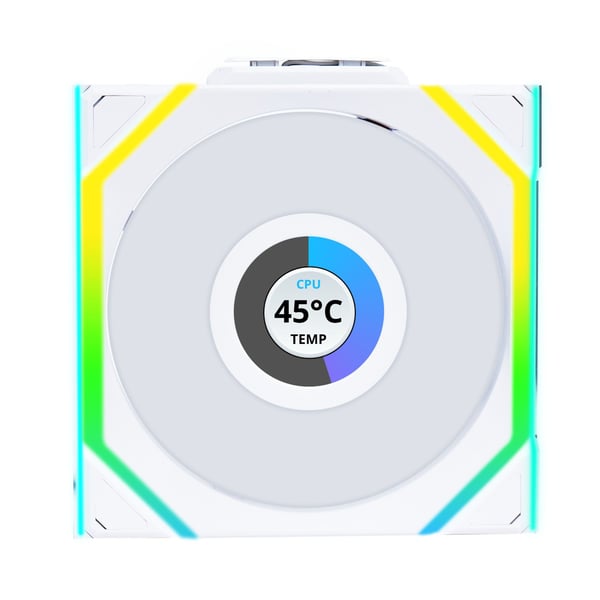 Lian Li UNI FAN SL datorfläkt 120 mm Wireless LCD Reverse, vit, 3-pack