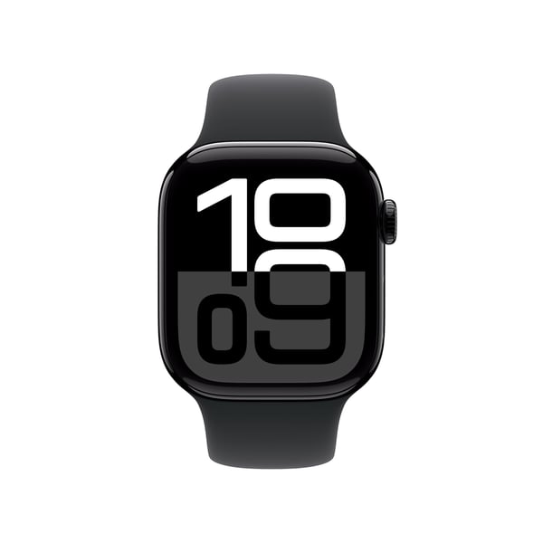 Apple Watch Series 10 GPS-smartklocka 42 mm, Jet Black, svart sportband S/M