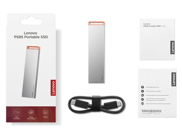Lenovo PS8S ulkoinen SSD 1 TB USB-C 3.2 Gen 2 1050 MB/s, harmaa (4XB1T88412)