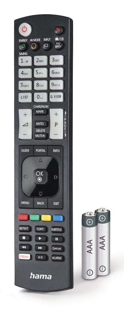 Hama 00221061, TV, IR trådlös, Tryckknappar, Svart