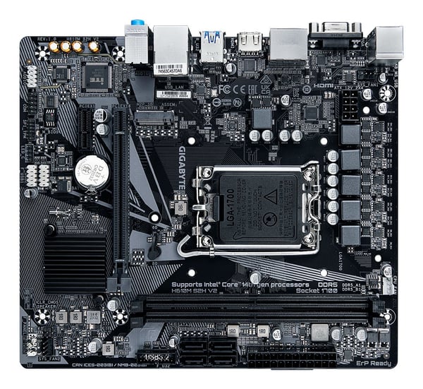 Gigabyte H610M S2H V2 -emolevy, H610-piirisarja, LGA1700, micro ATX, DDR5