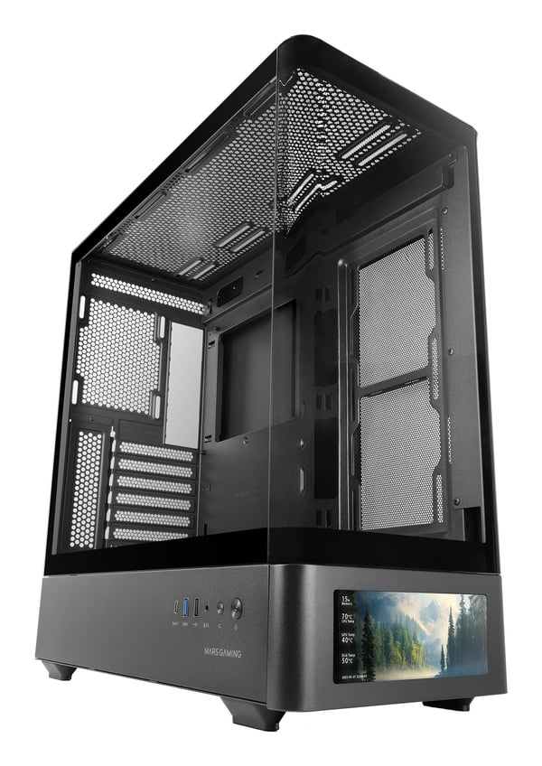 Mars Gaming MCLCDPRO PC-kabinett ATX/micro ATX/Mini-ITX, svart herdet glass