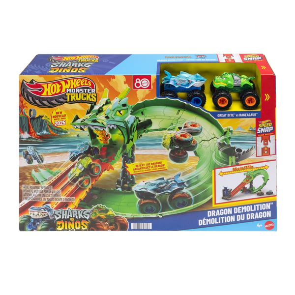 Hot Wheels Monster Trucks JFR06 lekset Dragon Destruction 2 monstertruckar 4 år
