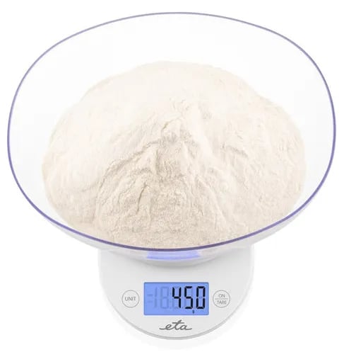 Eta MARI, Sähkökeittiövaaka, 5 kg, 1 g, Valkoinen, Pöytämalli, Ovaali