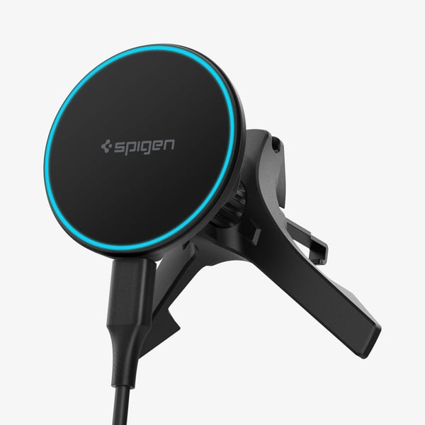 Spigen EV15MAQ Essential MagSafe-autoteline tuuletusritilään Qi2 15W, musta