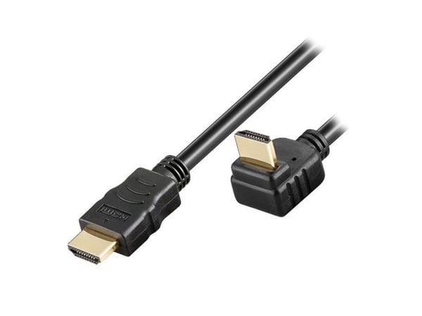 TECHly - HDMI-kabel med Ethernet - HDMI hann vinklet til HDMI hann rett - 5 m - svart - vinklet