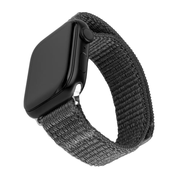 FIXED - Klokkestropp for smart armbåndsur - nylon - 160-210 mm - mørk grå - for Apple Watch (38 mm, 40 mm, 41 mm, 42 mm, 44 mm, 45 mm, 46 mm, 49 mm)