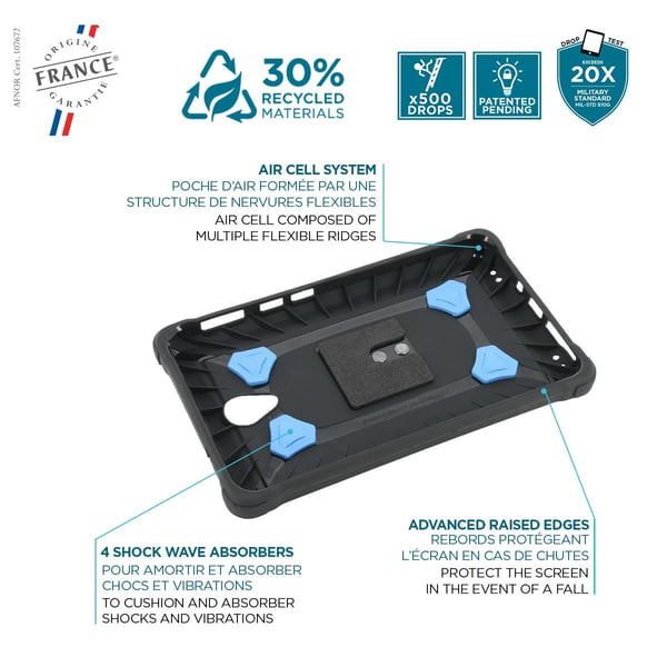 Mobilis PROTECH - Baksidedeksel for nettbrett - forsterket, med stativ + 360° roterende håndstropp - 30 % resirkulert materiale, TFP 4.0 - svart - ...