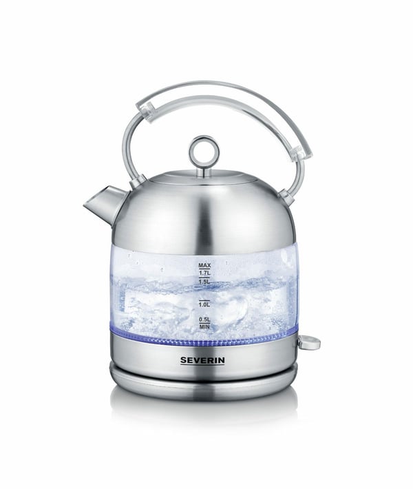 Severin WK 3459 vedenkeitin 2400 W 1,7 l, harjattu ruostumaton teräs/lasi