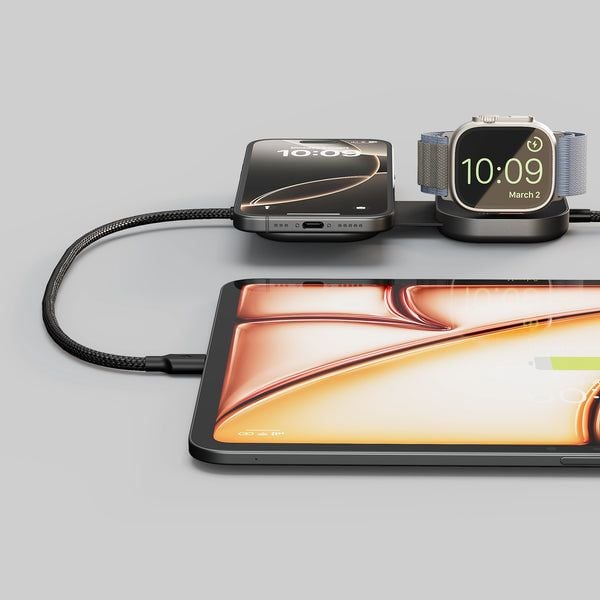 ZENS Pro 3 - Trådlös laddningsmatta - 140 Watt - 3 utdatakontakter (USB-C, magnetisk) - MFI-certifierad