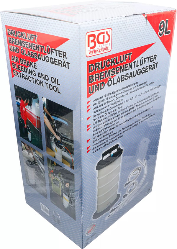 BGS technic Air Brake Bleeding and Oil Extraction Unit - pneumatic and manual, 5,33 kg
