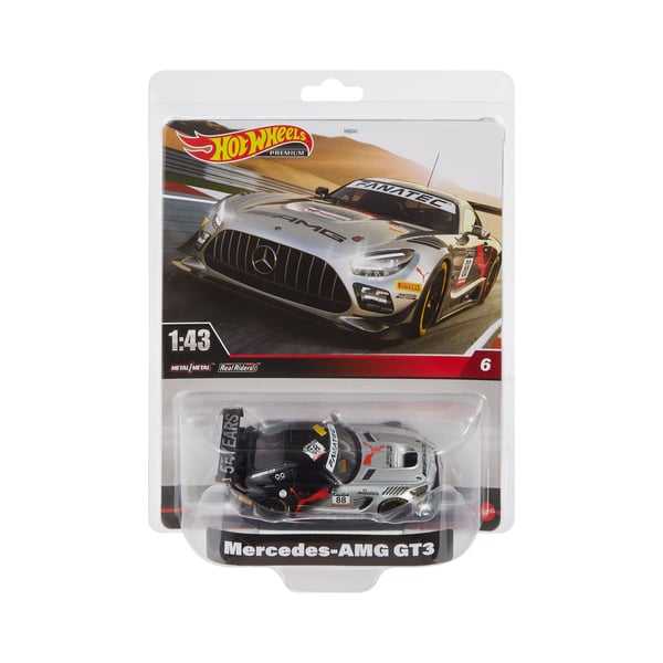 Hot Wheels PREMIUM 1:43RD Mercedes-AMG GT3 Vehicle, Bil, 14 år, Plast, Metall, Sort, Rød, Sølv
