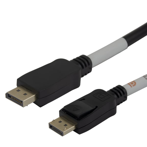 DELTACO - DisplayPort-kabel - DisplayPort (hann) hasp til DisplayPort (hann) hasp - DisplayPort 2.1a - 1 m - VESA DP54-sertifisert - svart