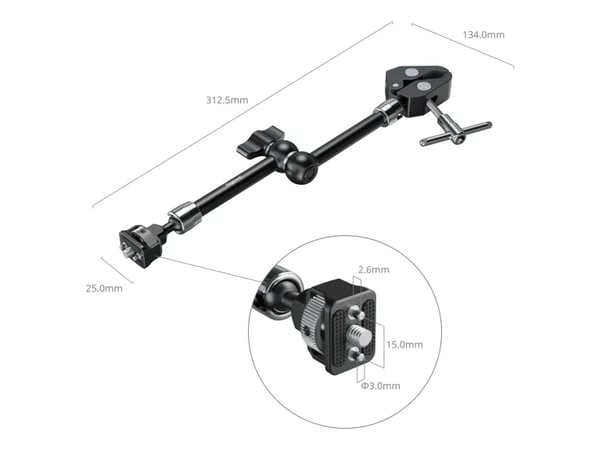 SmallRig 5311 Magic Arm, jossa on rapumainen kiinnitin, 11"