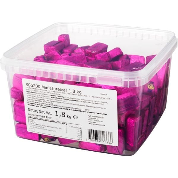 Anthon Berg miniatyrmarsipanbrød 190 biter i plastbøtte