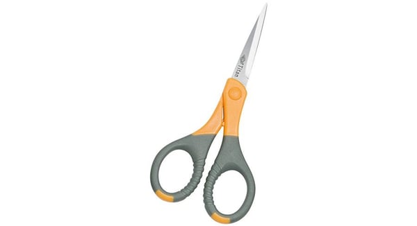 WEDO saks TITAN plus, spiss, lengde: 155 mm, grå-gule ergonomiske håndtak med gummiprofil, spesialsliping (9856)