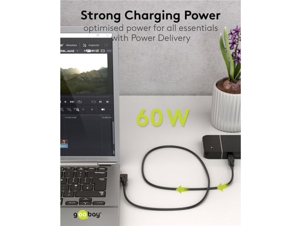 Goobay 79423, 3 m, USB C, USB C, USB 3.2 Gen 1 (3.1 Gen 1), 5 Gbit/sek, svart