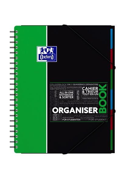 Oxford Student Organiserbook A4+, firkantet - 1 stk. - finnes i assorterte farger