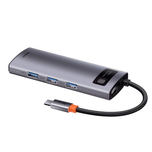 Baseus Metal Gleam, USB 3.2 Gen 1 (3.1 Gen 1) Type-C, 100 W, Grå, 4K Ultra HD, 60 hz, HDMI, USB 2.0, USB 3.2 Gen 1 (3.1 Gen 1) Type-A, USB 3.2 Gen ...
