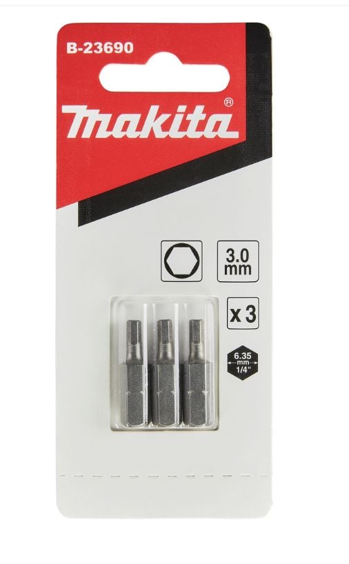 Makita B-23690, 3 stykker, Kors, 1/4", 3 mm, 25 mm