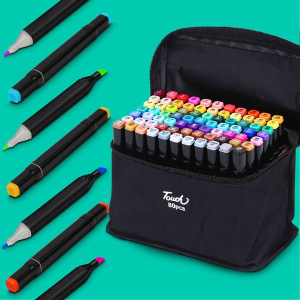 Extralink | Alcohol marker set | 80 colors, dual tips